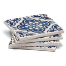 Blue & White Assorted Image Tumbled Tile Coaster 4 Pack
