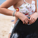"Live" Teal and Coral with Gold Accent Hair Tie Bracelets: Small - Buenz Gifts