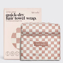 Extra Large Quick-Dry Hair Towel Wrap- Terracotta Checker - Buenz Gifts