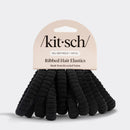 Recycled Fabric Ribbed Hair Elastics 10pc Set - Black - Buenz Gifts