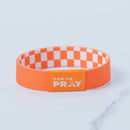 Tap To Pray® Wristband – Orange & White Checkers: Large - Buenz Gifts