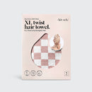Extra Large Quick-Dry Hair Towel Wrap- Terracotta Checker - Buenz Gifts