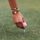 "Tee Time" Green and Pink Hair Tie Bracelets with Removable Ball Marker: Medium