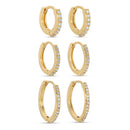 Combo 3, Delicate Pave Huggies: Gold