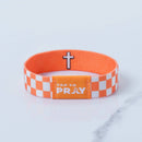Tap To Pray® Wristband – Orange & White Checkers: X-Small - Buenz Gifts