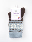 Rufia - Thickened Snowflake Patterned Mid-calf Socks: Grey - Buenz Gifts