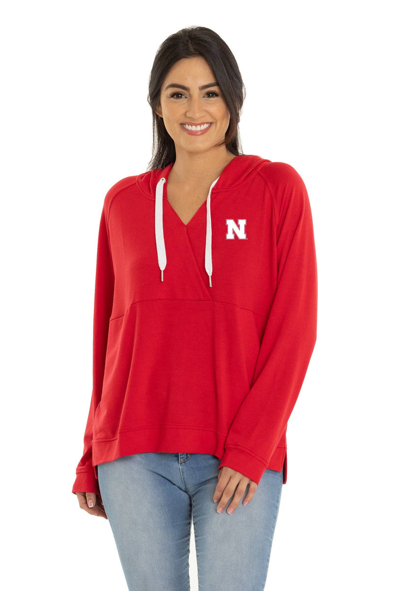Nebraska Huskers Christine Cross Front Hoodie: S