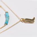 "Stride" Gold Boot with Turquoise Necklace Set - Buenz Gifts