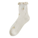 Rufia - Floral Print Ruffle Socks: WHITE - Buenz Gifts