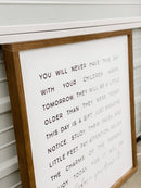 You Will Never Have This Day | Mother's Day Gifts: White / Dark Walnut / 13x13" - Buenz Gifts