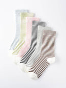 Rufia - Colorful Striped Mid-Calf Socks: Pink / One Size - Buenz Gifts