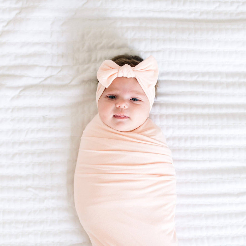 Knit Headband Bow - Blush