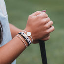 "Drive" Black and Cream Hair Tie Bracelets with Removable Ball Marker: Medium