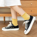 Rufia - Colorful Check Pattern Lace Socks: Orange / One Size - Buenz Gifts