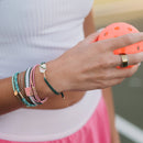"Rally" Pickleball with Pink and Green Hair Tie Bracelets: Medium