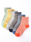 Rufia - Colorful Check Pattern Lace Socks: Black / One Size - Buenz Gifts