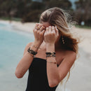 "Connect" Black and Cream with Gold Accent Hair Tie Bracelets: Large