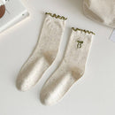 Rufia - Embroidered Bow Mid-Calf Socks: Pink / One Size - Buenz Gifts