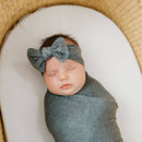 Knit Headband Bow - Slate