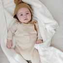 SATIN BORDER RECEIVING BLANKETS: Tan