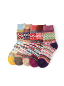 Rufia - 5 Pairs Bohemian Wool-Blend Socks Set: 7020 / ONE SIZE - Buenz Gifts