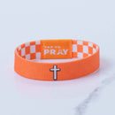 Tap To Pray® Wristband – Orange & White Checkers: X-Small - Buenz Gifts