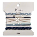 "Dream" Silver Hexagon Charm Blue Hair Tie Bracelets: Small