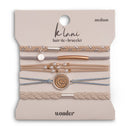 "Wonder" Soft Creams and Blues with Pearls and Gold Hair Tie Bracelets: Medium - Buenz Gifts