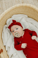 Knit Headband Bow - Cranberry