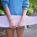 "Live" Teal and Coral with Gold Accent Hair Tie Bracelets: Large - Buenz Gifts