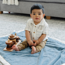 SATIN BORDER RECEIVING BLANKETS: Tan