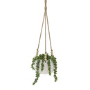 Hanging Faux String of Pearls in White Ceramic Pot