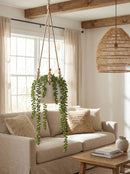 Hanging Faux String of Pearls in White Ceramic Pot