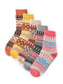Rufia - 5 Pairs Bohemian Wool-Blend Socks Set: 7020 / ONE SIZE - Buenz Gifts