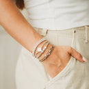 "Glimmer" Soft Pinks with Pearl and Gold Accent Hair Tie Bracelets: Small
