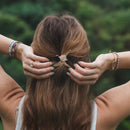 "Bloom" Maroon and Pink with Pressed Flowers Hair Tie Bracelets: Large - Buenz Gifts
