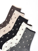 Rufia - Floral Lace Trim Socks: Beige / One Size - Buenz Gifts