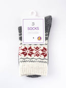 Rufia - Thickened Snowflake Patterned Mid-calf Socks: Black - Buenz Gifts