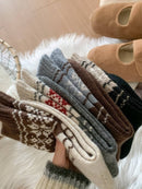 Rufia - Thickened Snowflake Patterned Mid-calf Socks: Grey - Buenz Gifts