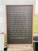 May You Open Your Hands | Wall Decor, Made in the USA: White / Dark Walnut / 13x17"