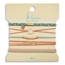 "Live" Teal and Coral with Gold Accent Hair Tie Bracelets: Large - Buenz Gifts