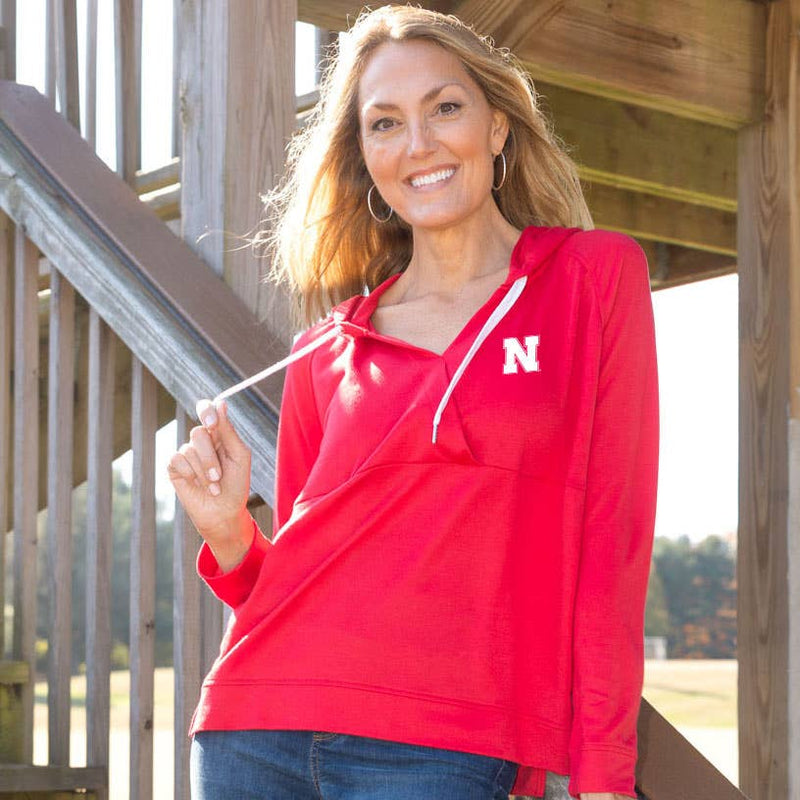 Nebraska Huskers Christine Cross Front Hoodie: S