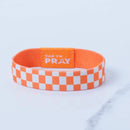 Tap To Pray® Wristband – Orange & White Checkers: X-Small - Buenz Gifts