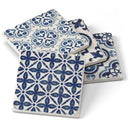 Blue & White Assorted Image Tumbled Tile Coaster 4 Pack