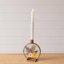 Candle Holder - Glass With Pressed Flowers (Pk/04) - Buenz Gifts