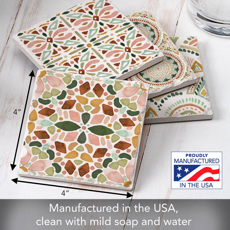 "Bohemian Tile" 4 Pack Assorted Image Coaster Set