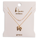 "Grace" Gold Bow with Pearl Accent Necklace Set - Buenz Gifts