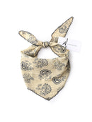 Scarvii - Paisley Print Triangle Scarf with Lace Edge: KHAKI / 56-90cm - Buenz Gifts