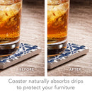 Blue & White Assorted Image Tumbled Tile Coaster 4 Pack