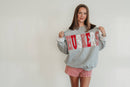 HUSKERS PATCHWORK CREW - GREY CREW : L - Buenz Gifts